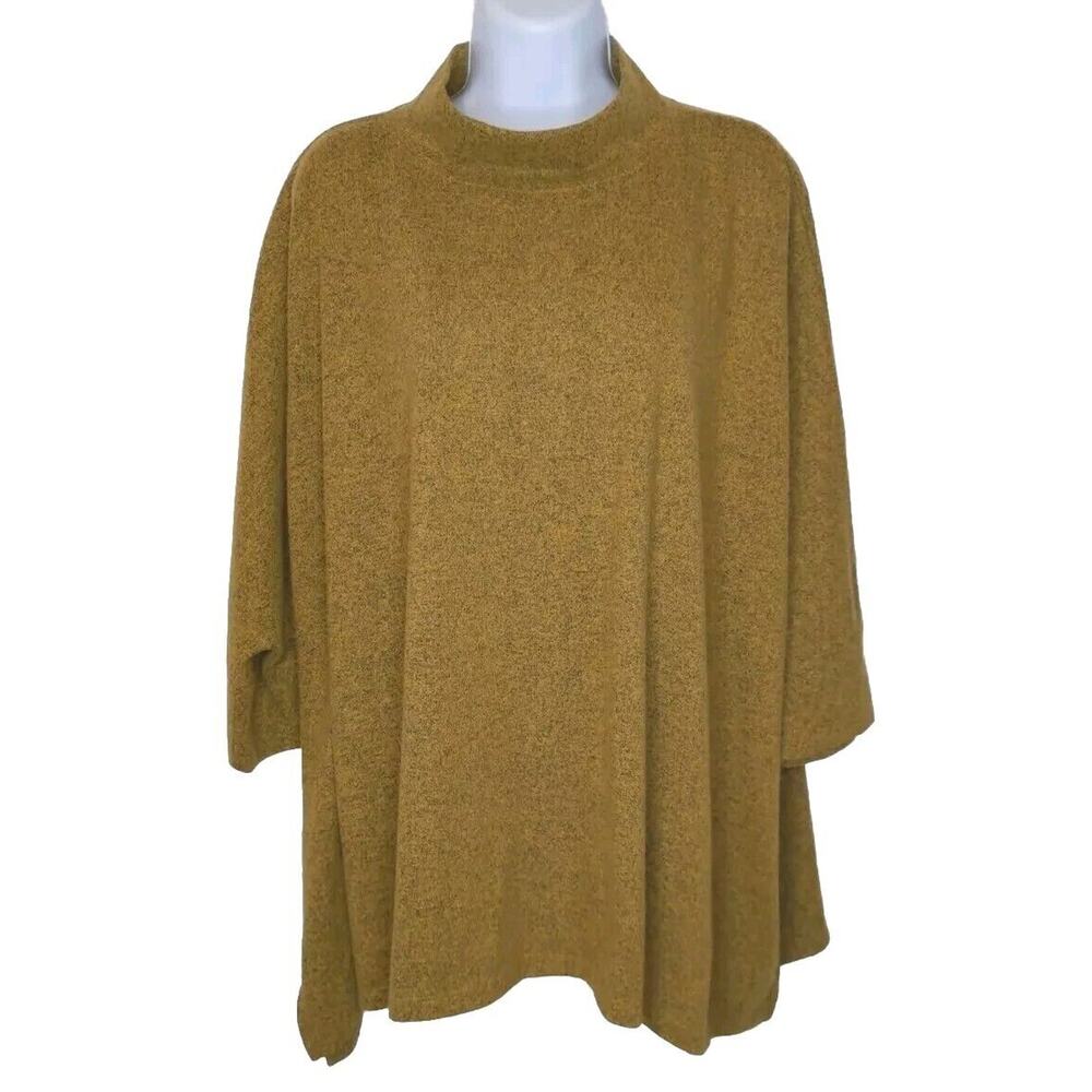 Denim & Co Sweater Top Women's M Oversized Boxy Lagenlook Dolman‎ Sleeve Mustard